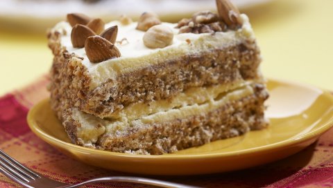 Торт, слоистый, ломтики, вкусный