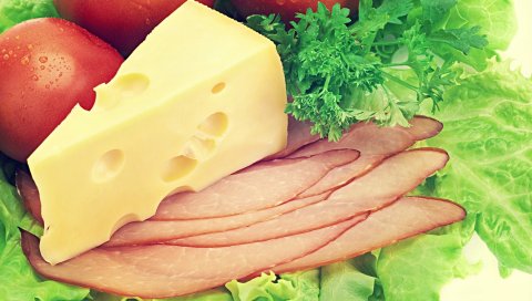Сыр, мясо, зелень, овощи