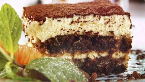 Торт, листья, выпечка, вкусно