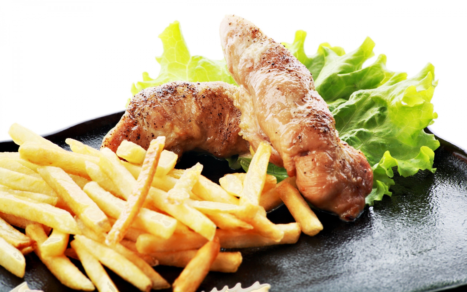 Картинки Мясо, жареный картофель, блюдо, ужин фото и обои на рабочий стол