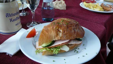 Бутерброд, хлеб, мясо, напитки