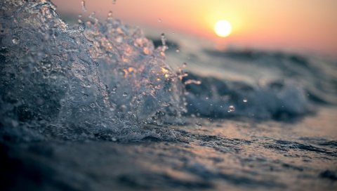 Волны, всплеск, вода, спрей
