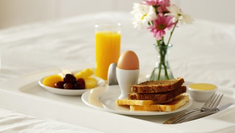 Завтрак, красивый, еда, яйца, бутерброды
