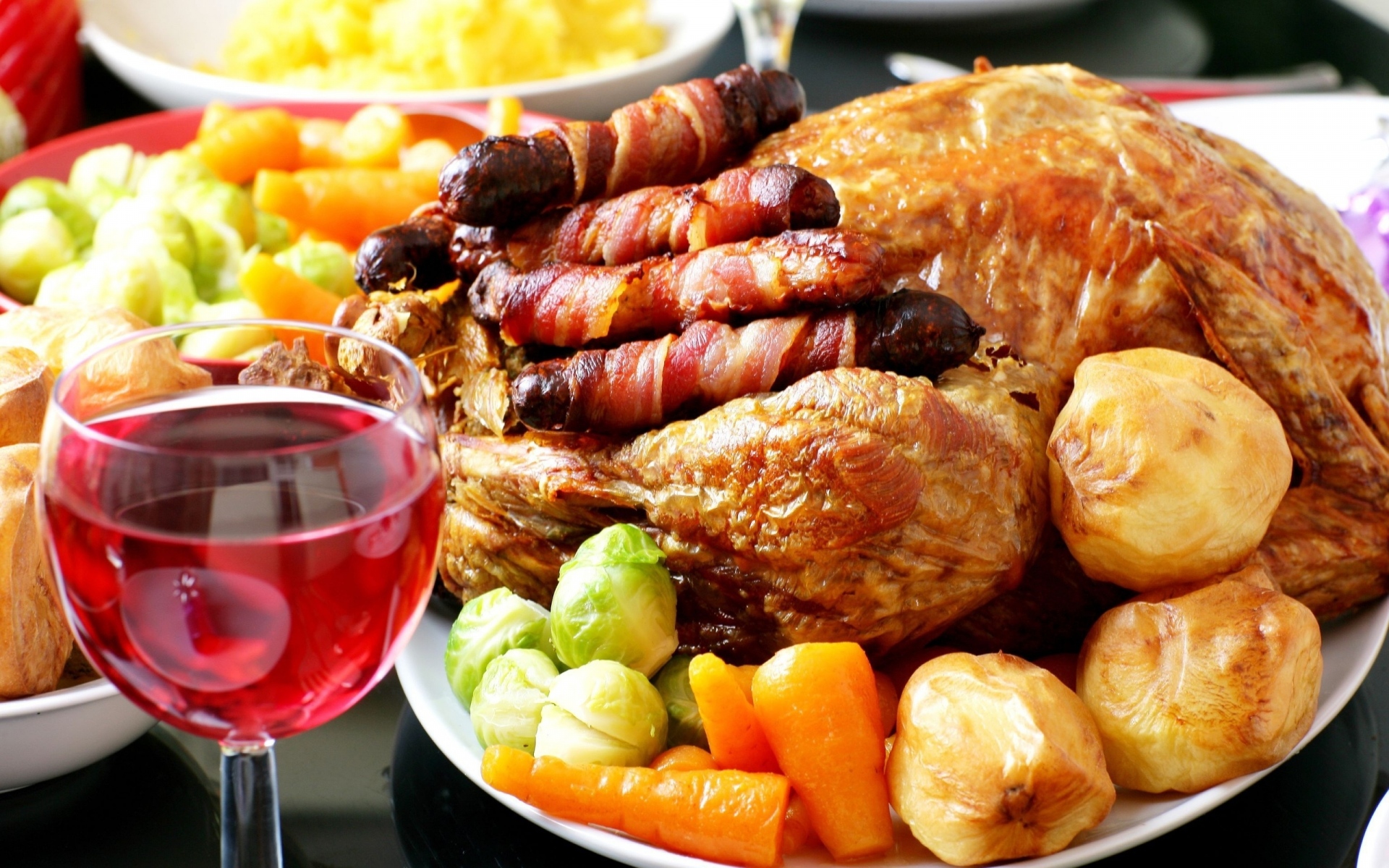 Картинки Мясо, вино, овощи фото и обои на рабочий стол