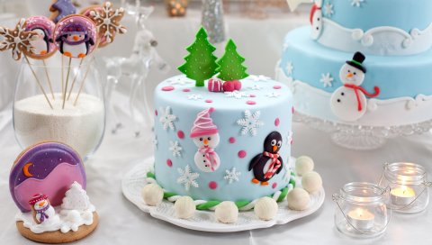 Торты, обледенение, вкусные, рождественские