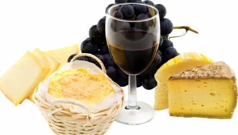 Виноград, вино, сыр, вкусный