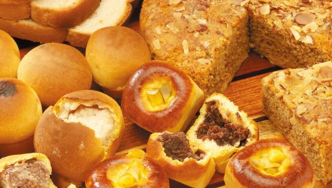 Хлеб, рулеты, пирожные, пироги