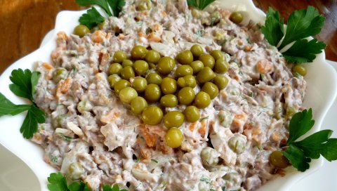 Салат, майонез, овощи, сердце, украшения