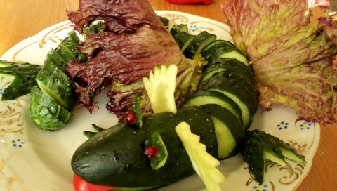 Мясо, огурец, дизайн, блюдо, нарезанные