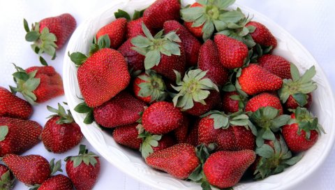 Клубника, сладкое, блюдо, фрукты