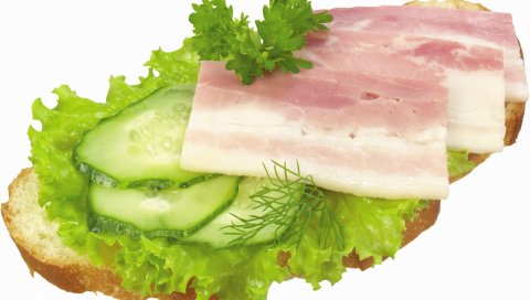 Мясо, огурец, хлеб, зелень