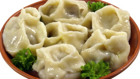 Манти, мясо, зелень, блюдо