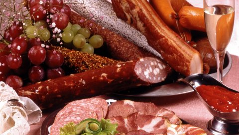 Колбаса, мясо, нарезанное