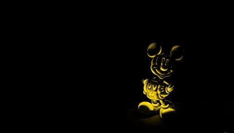 Мультфильм, черный фон, персонаж, mickey мышь, мышь