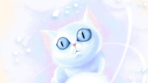 Кошка, рисунок, свет, блеск