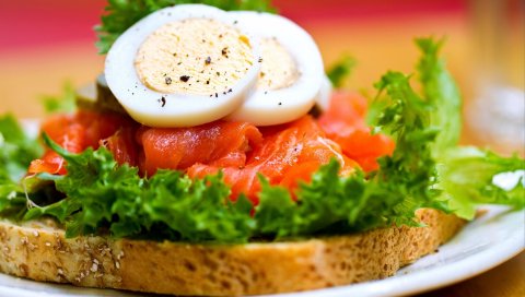 Сэндвич, травы, мясо, хлеб