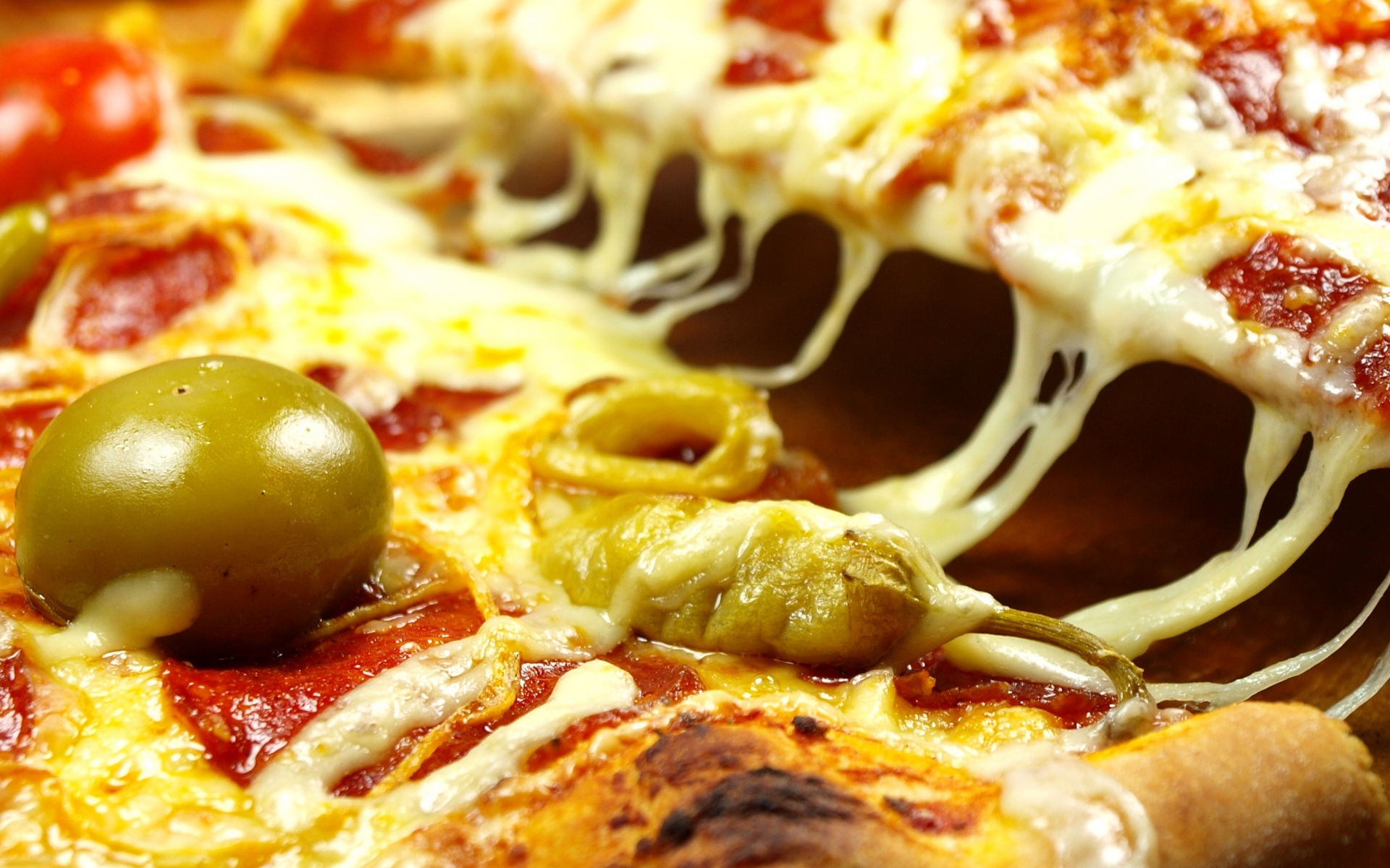 Картинки Пицца, оливки, сыр, овощи, кусок фото и обои на рабочий стол
