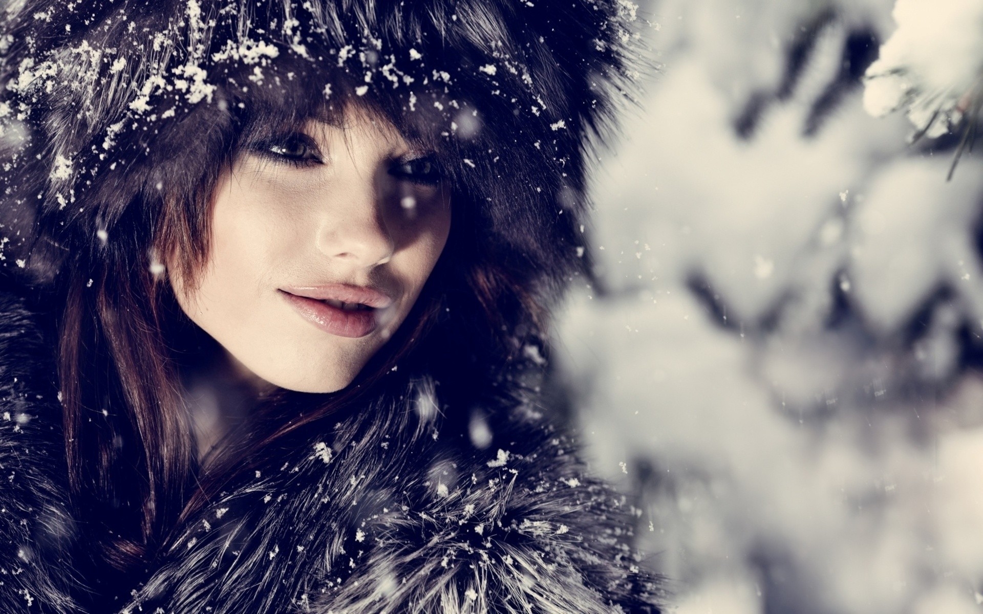 девушка лицо взгляд снег girl face view snow бесплатно