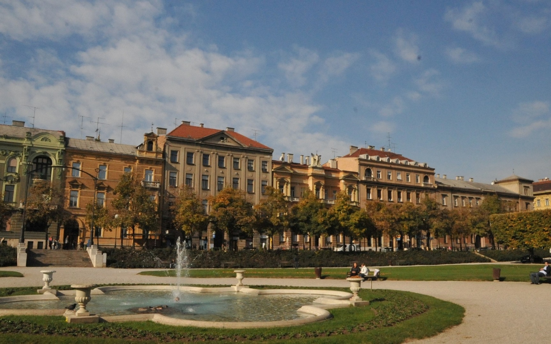 Картинки Европа, хорватия, загреб фонтан, осень, парк фото и обои на рабочий стол