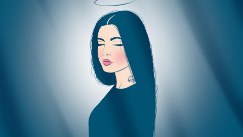 Ангел, нимб, тату, губы, мечта, мир