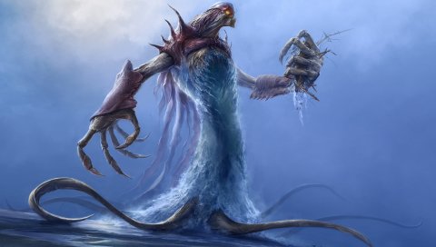 Демон, море, корабль, разрушение, люди