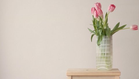 Тюльпаны, букет, ваза, стул