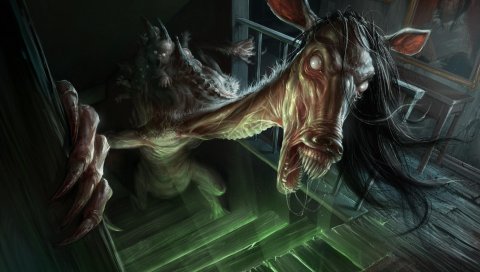 Нежить, рот, свет, лестница