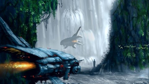 Водопад, лиана, корабли, полеты