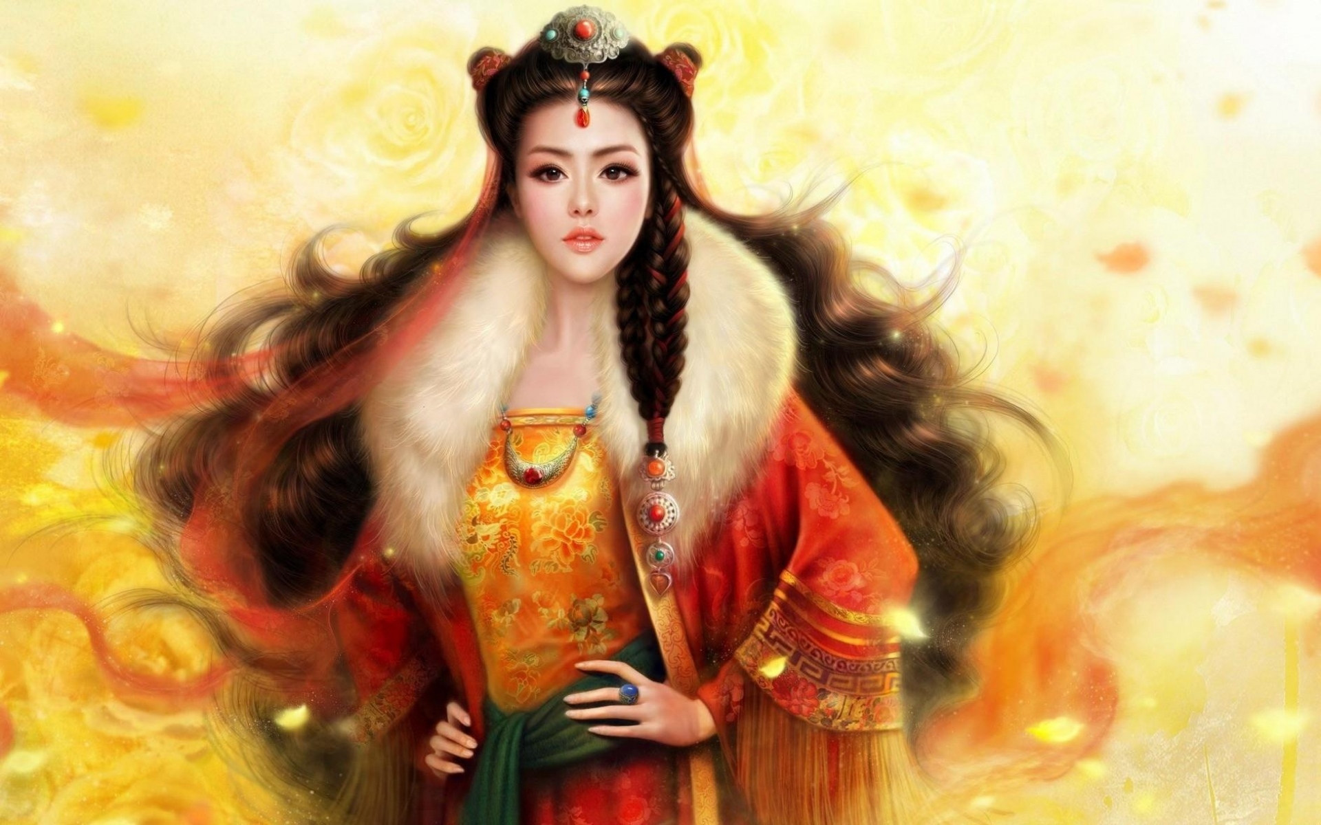 Картинки Девушка, волосы, азиатская, костюм фото и обои на рабочий стол