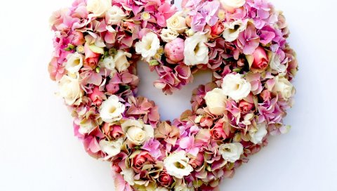 Гортензия, lisianthus russell, цветы, сердце