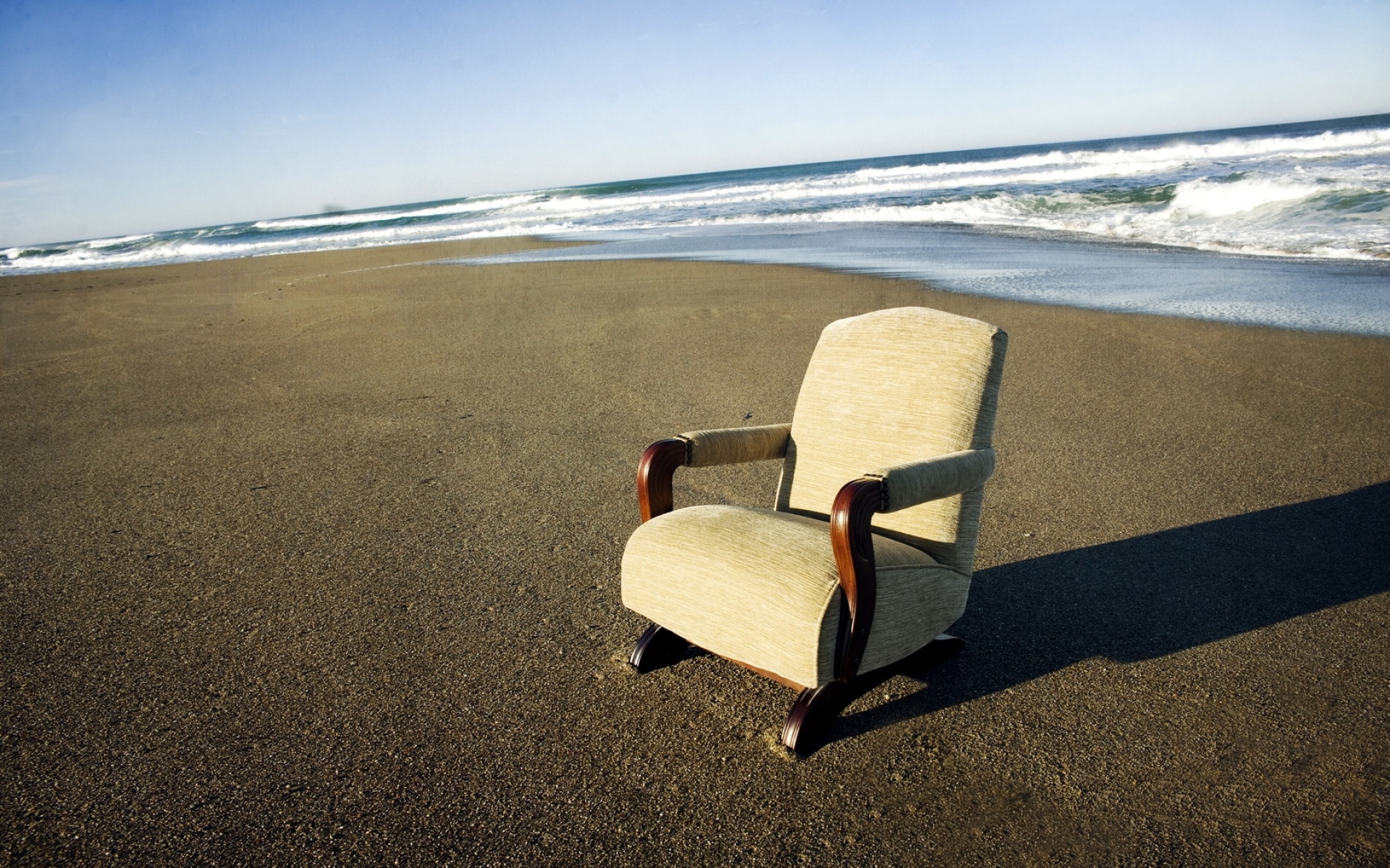 Картинки Море, пляж, стул, тень фото и обои на рабочий стол