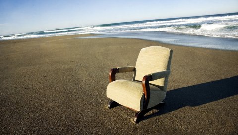 Море, пляж, стул, тень
