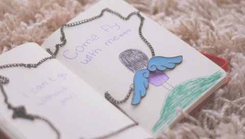 Книга, блокнот, рисунок, цепочка