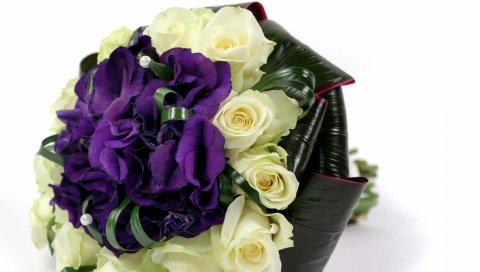 Розы, lisianthus russell, цветы, листья, букет, композиция
