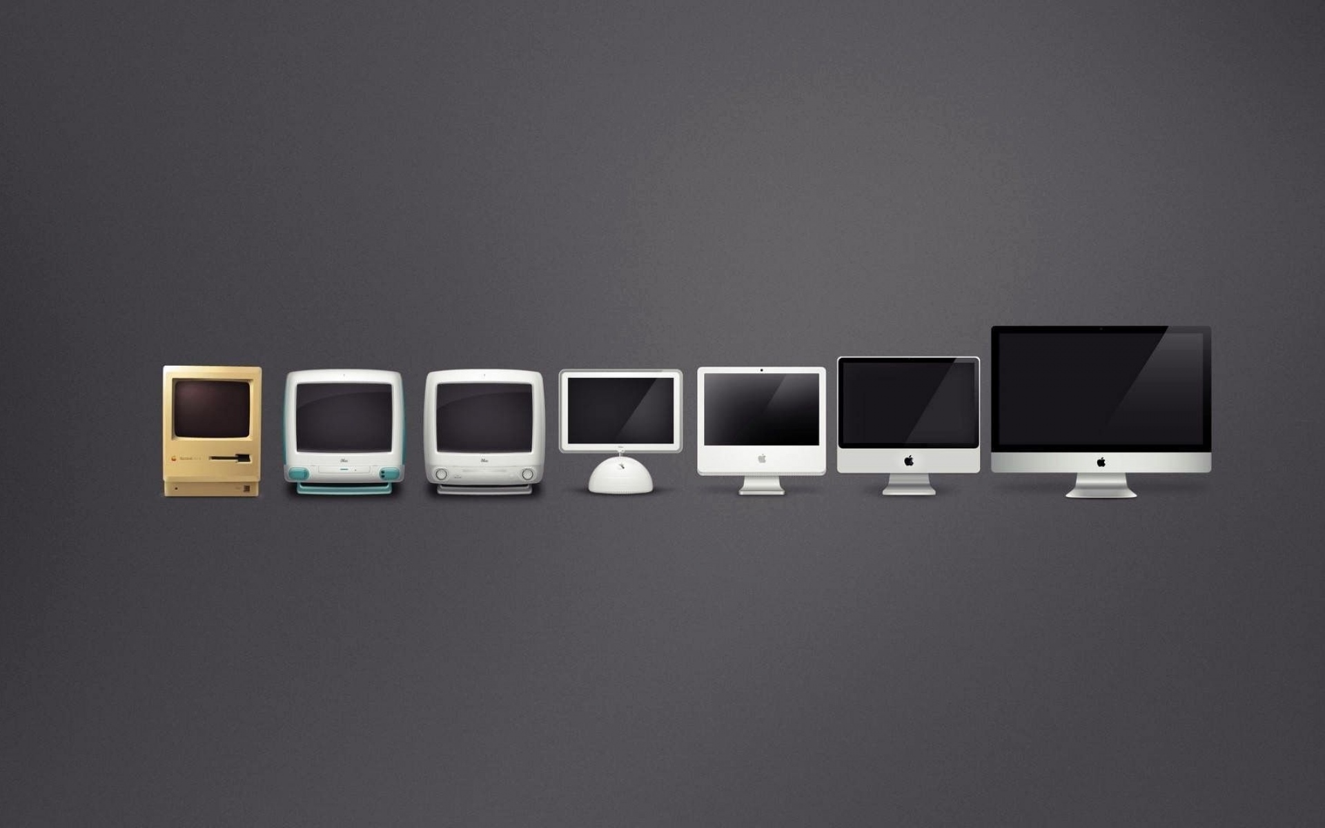 Картинки макинтош, яблоко, компьютеры, эволюция фото и обои на рабочий стол