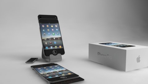 Iphone, яблоко, телефон, коробка, стойки