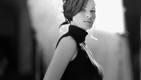 Hania twain, брюнетка, лицо, черно-белое