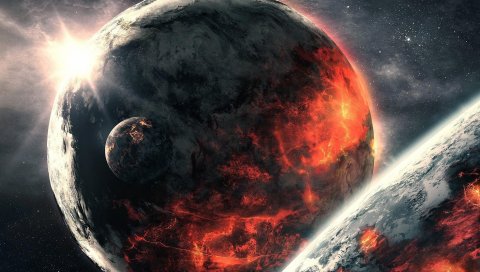планеты, светящегося, космос, звезды