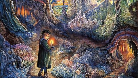 ребенка женского пола, свечи , лодка,вода, пещеры