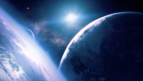 планеты, звезды, лучи, галактики