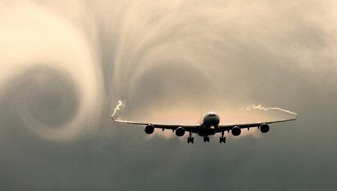 самолет, небо, полет, облако