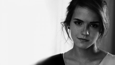 Emma watson, брюнетка, глаза, лицо, черно-белые