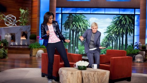 Michelle obama, ellen degeneres, студия, знаменитость