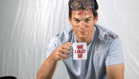 Dexter, чашка, спрей, кровь, актер, зал майкла