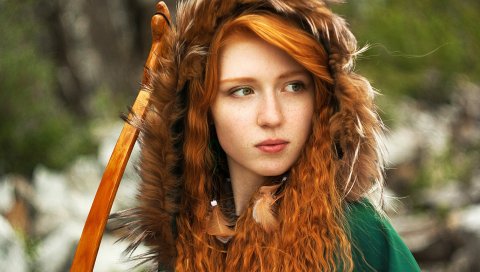 Рыжий, взгляд, грусть, человек, капюшон
