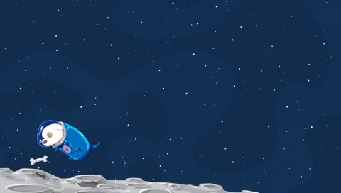 Собака, космос, полет, небо, кость, костюм