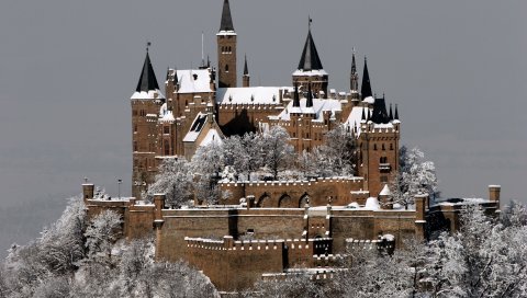 Замок Хохенцоллерн, германия, вершина, гора, цольернберг