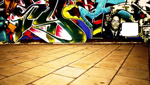 Стены, граффити, красочные, плитки