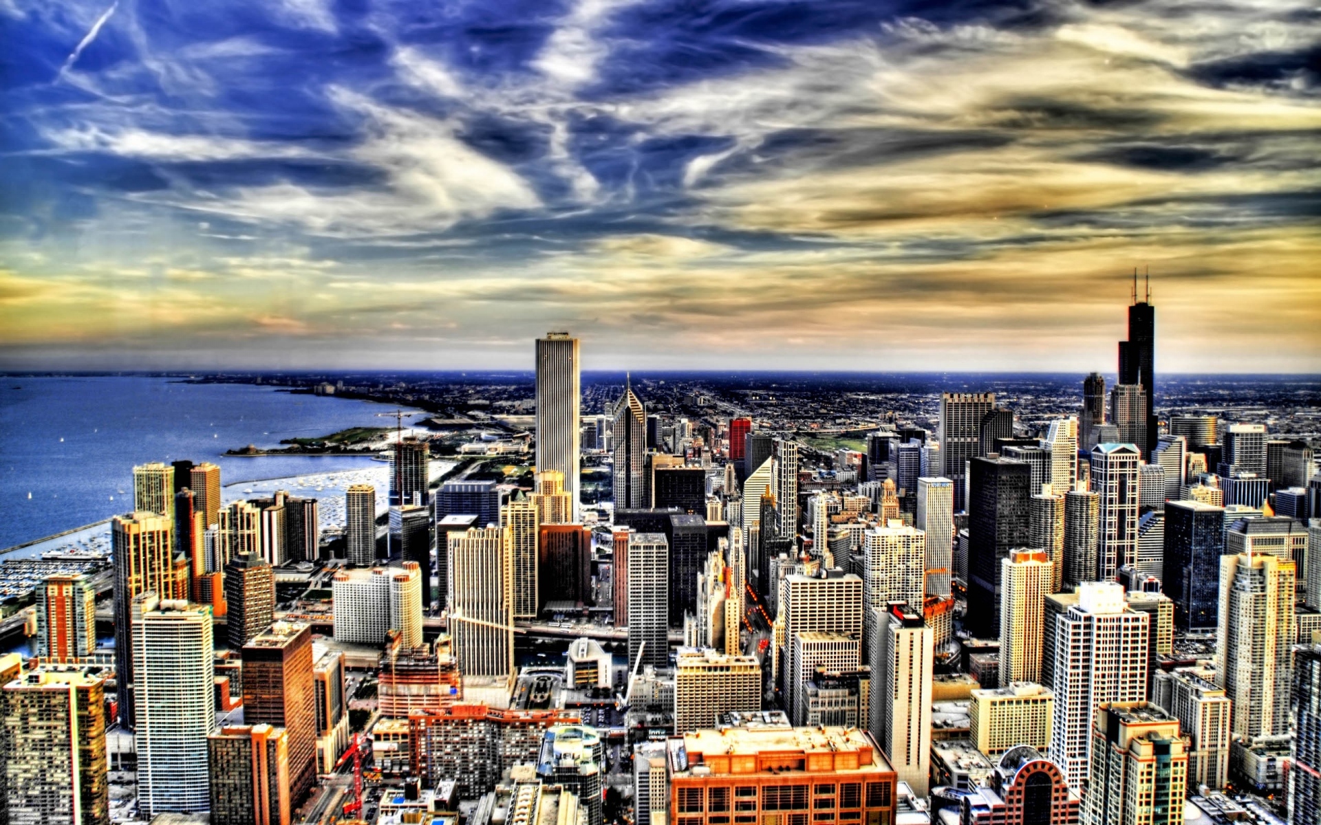 Картинки Chicago, здание, вид сверху, яркий, hdr фото и обои на рабочий стол