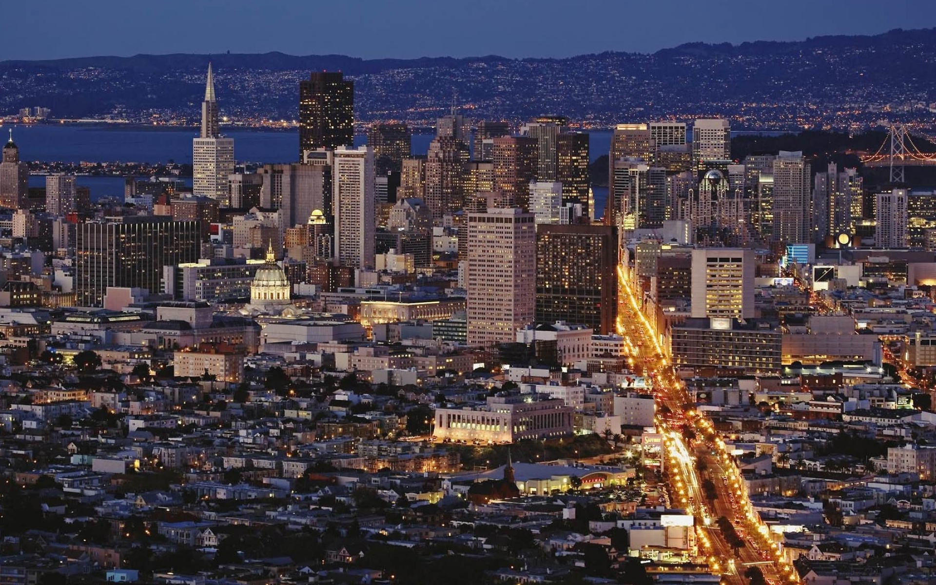 Картинки Сан-Франциско, вид сверху, панорама, ночь, здание фото и обои на рабочий стол